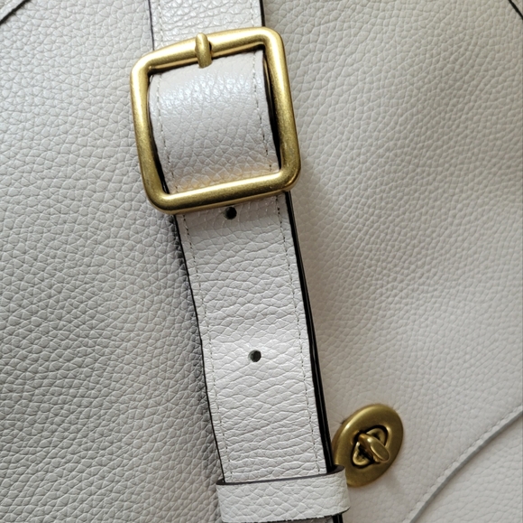 Pebbled Leather Bone Coach Crossbody Bag - Picture 5 of 5